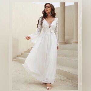White Bohemia Long Lace Dress